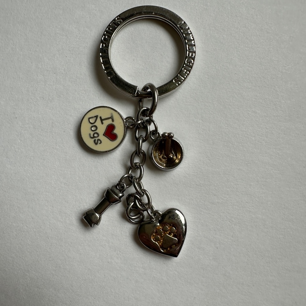 Silver Keychain with Heart and Dog Charms